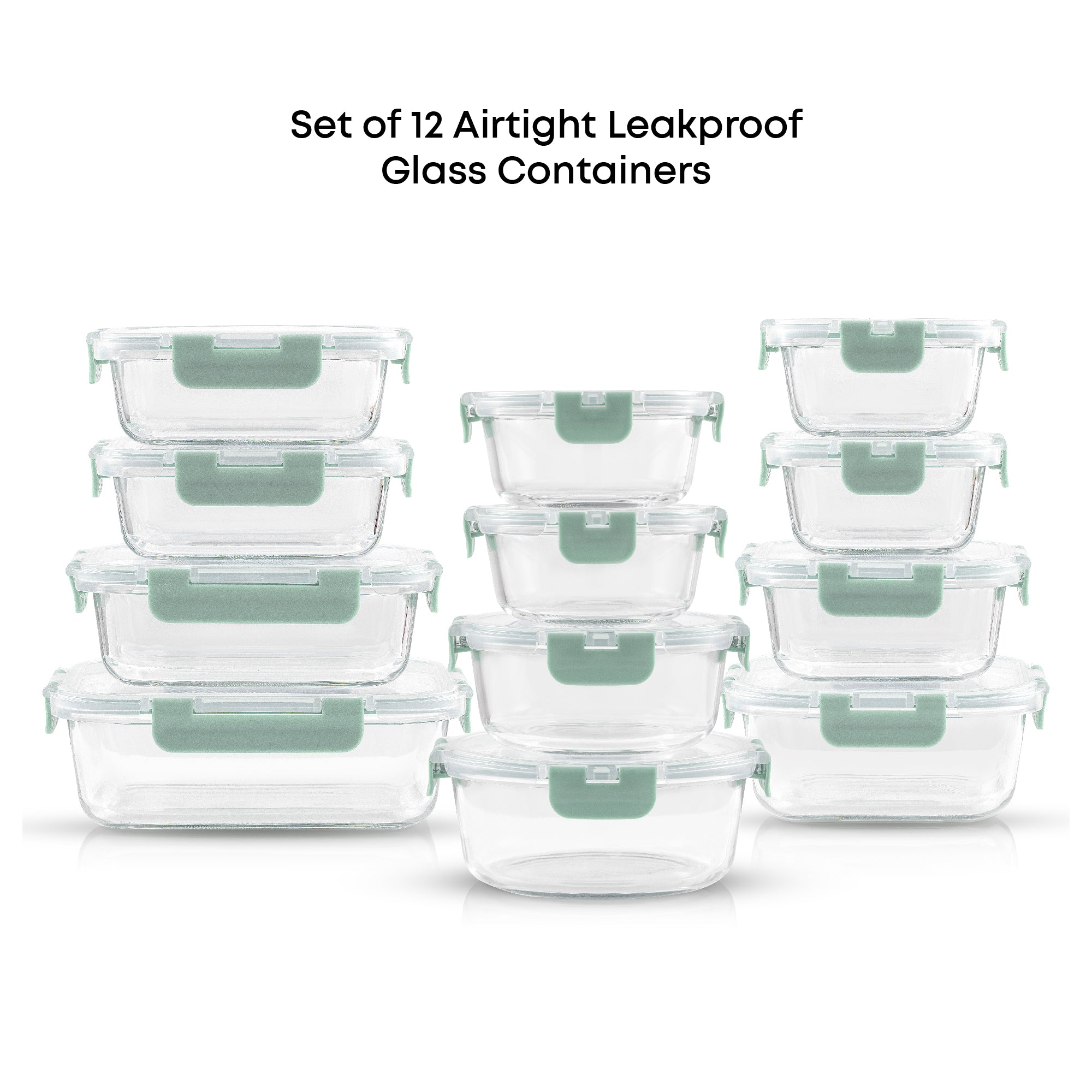 JoyFul 12 Glass Storage Containers with Leakproof Lids Set