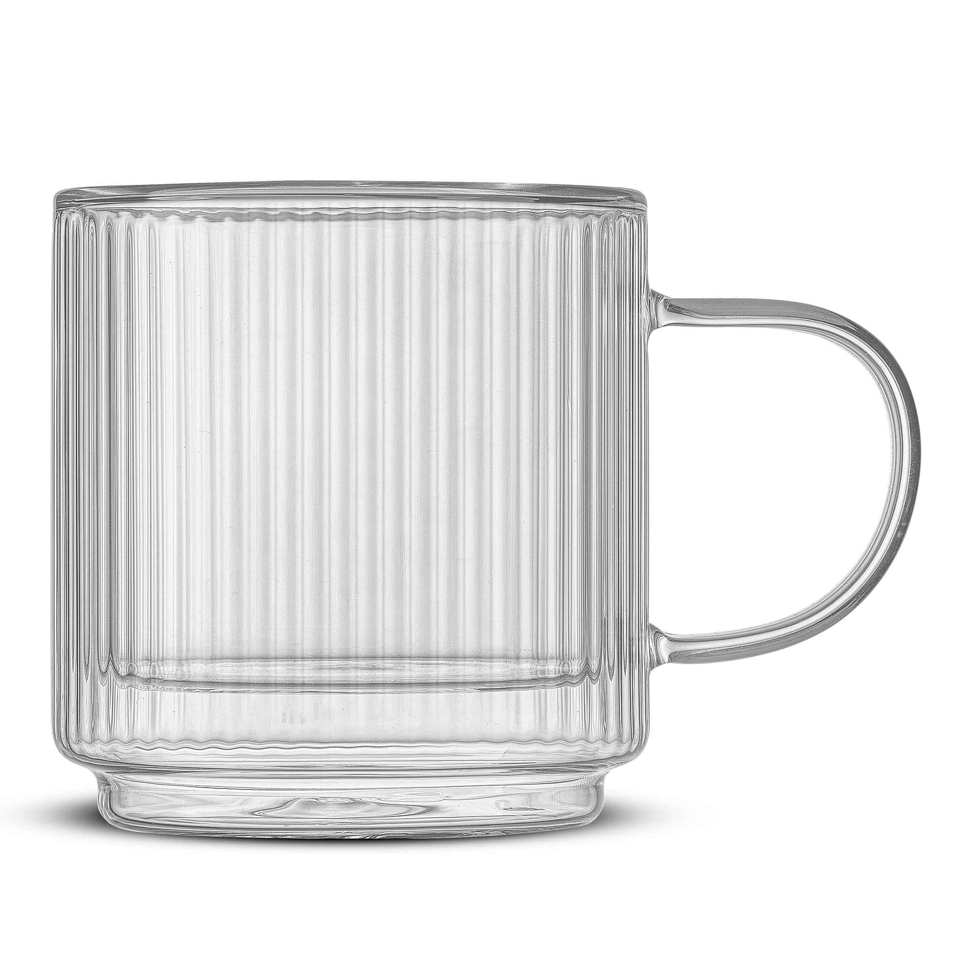 Haven Fluted Stackable Double Wall Glass Mugs