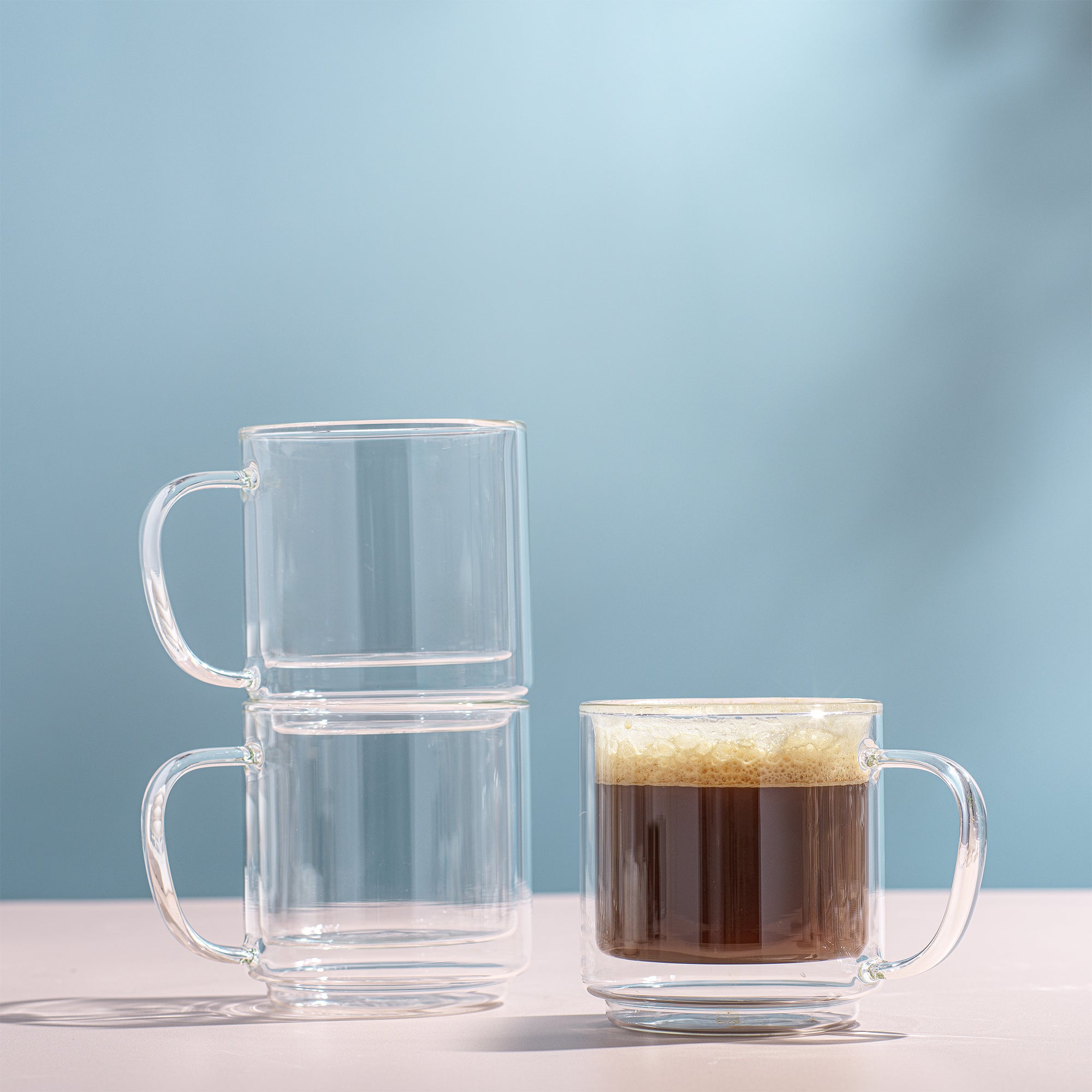 Haven Stackable Double Wall Glass Mugs