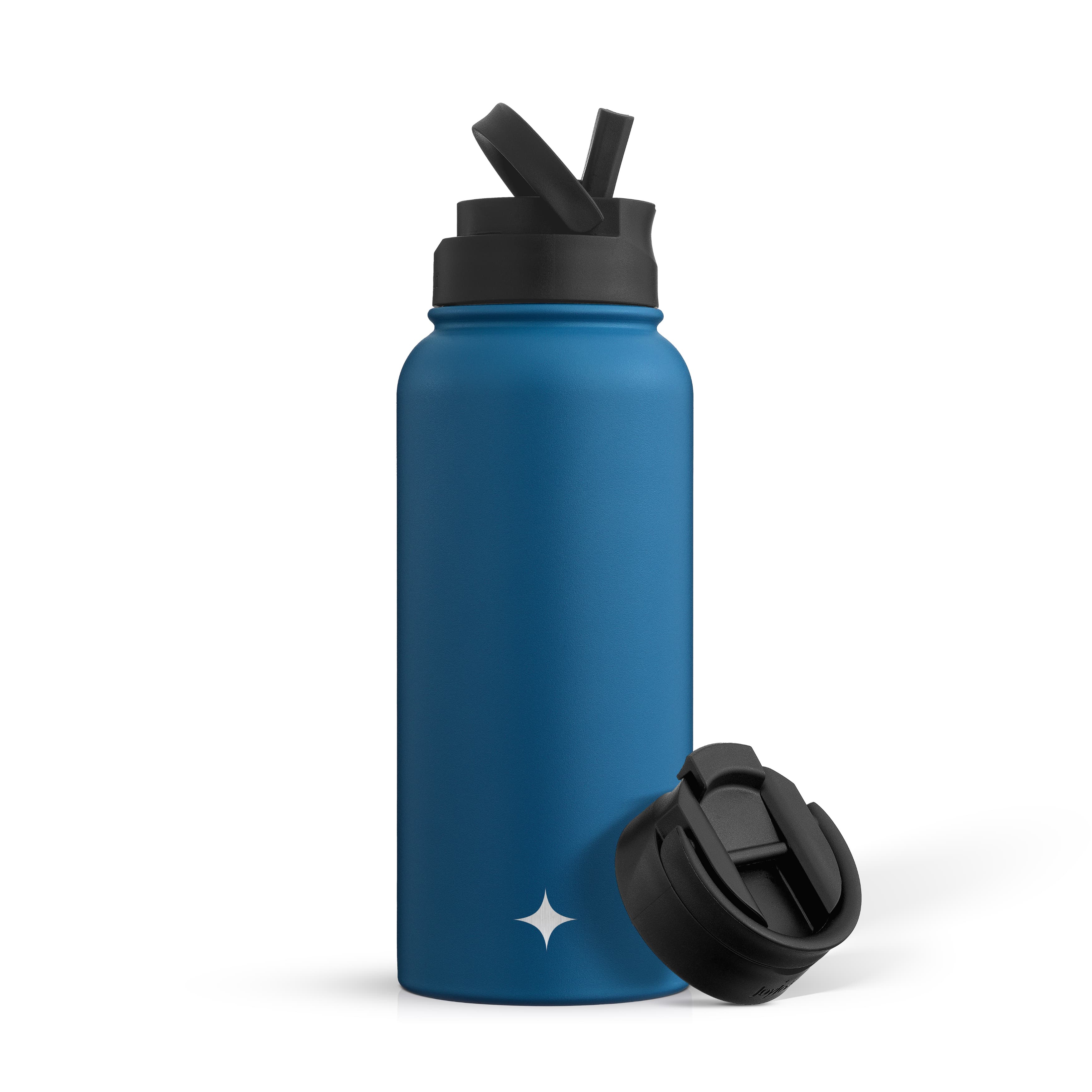 Stainless Steel Water Bottle with Flip Lid & Sport Straw Lid