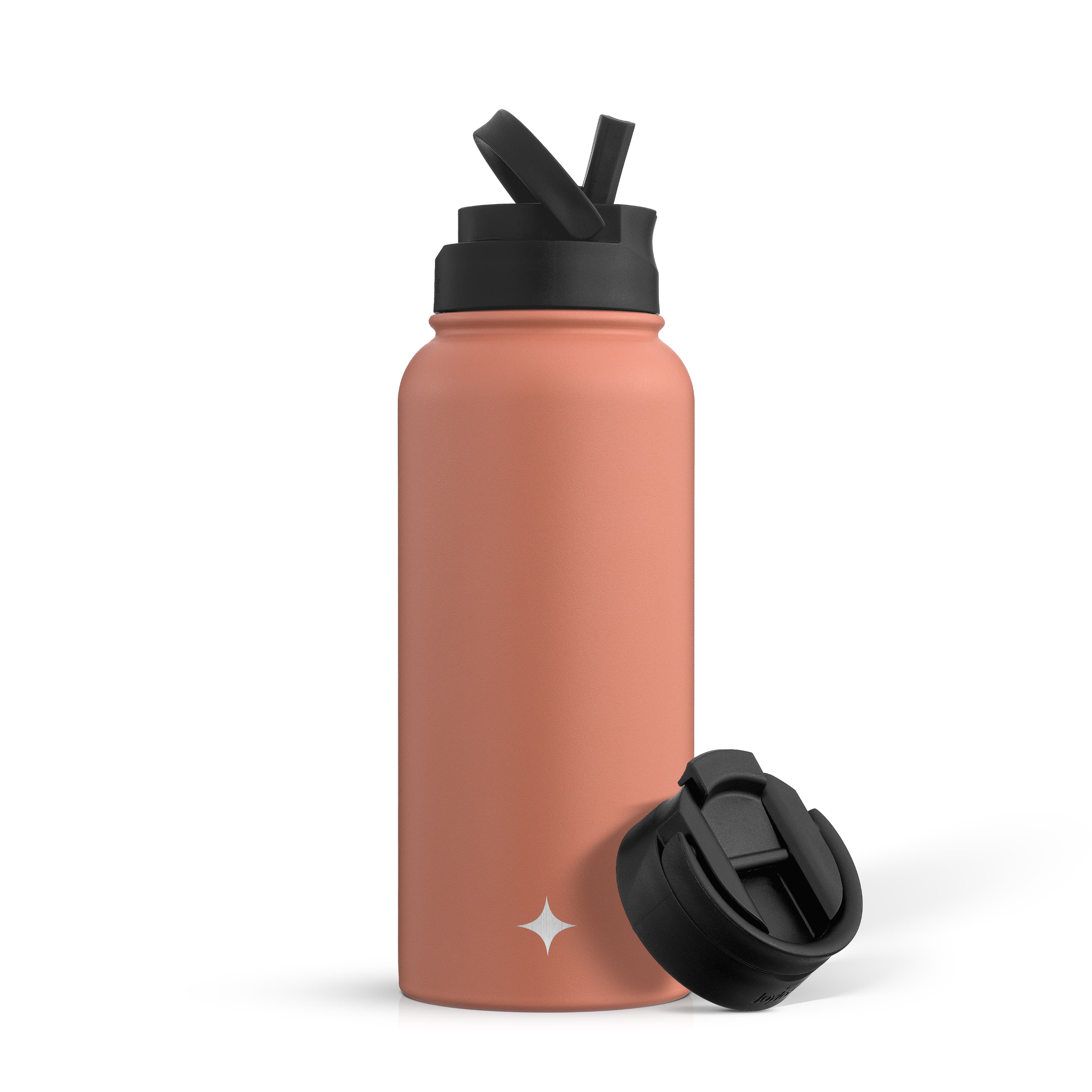 Stainless Steel Water Bottle with Flip Lid & Sport Straw Lid