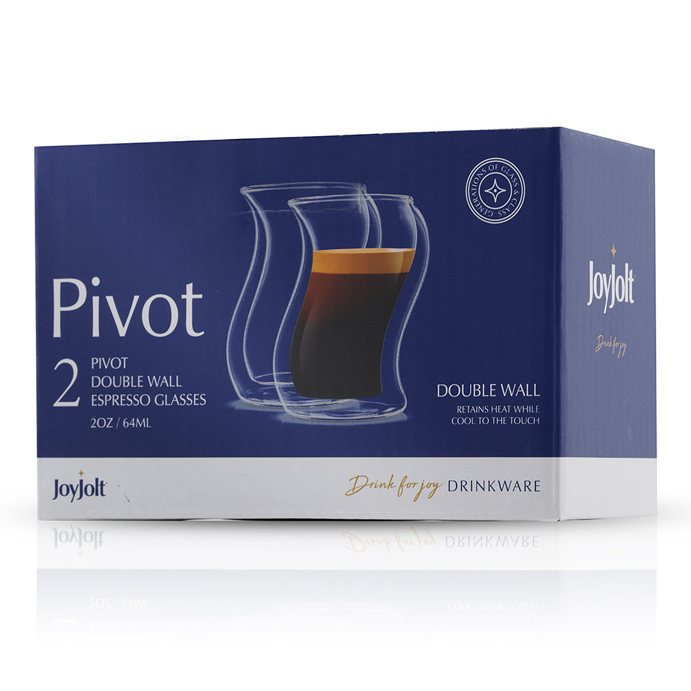 JoyJolt Javaah 2 oz. Clear Double Wall Espresso Glasses (Set of 4)