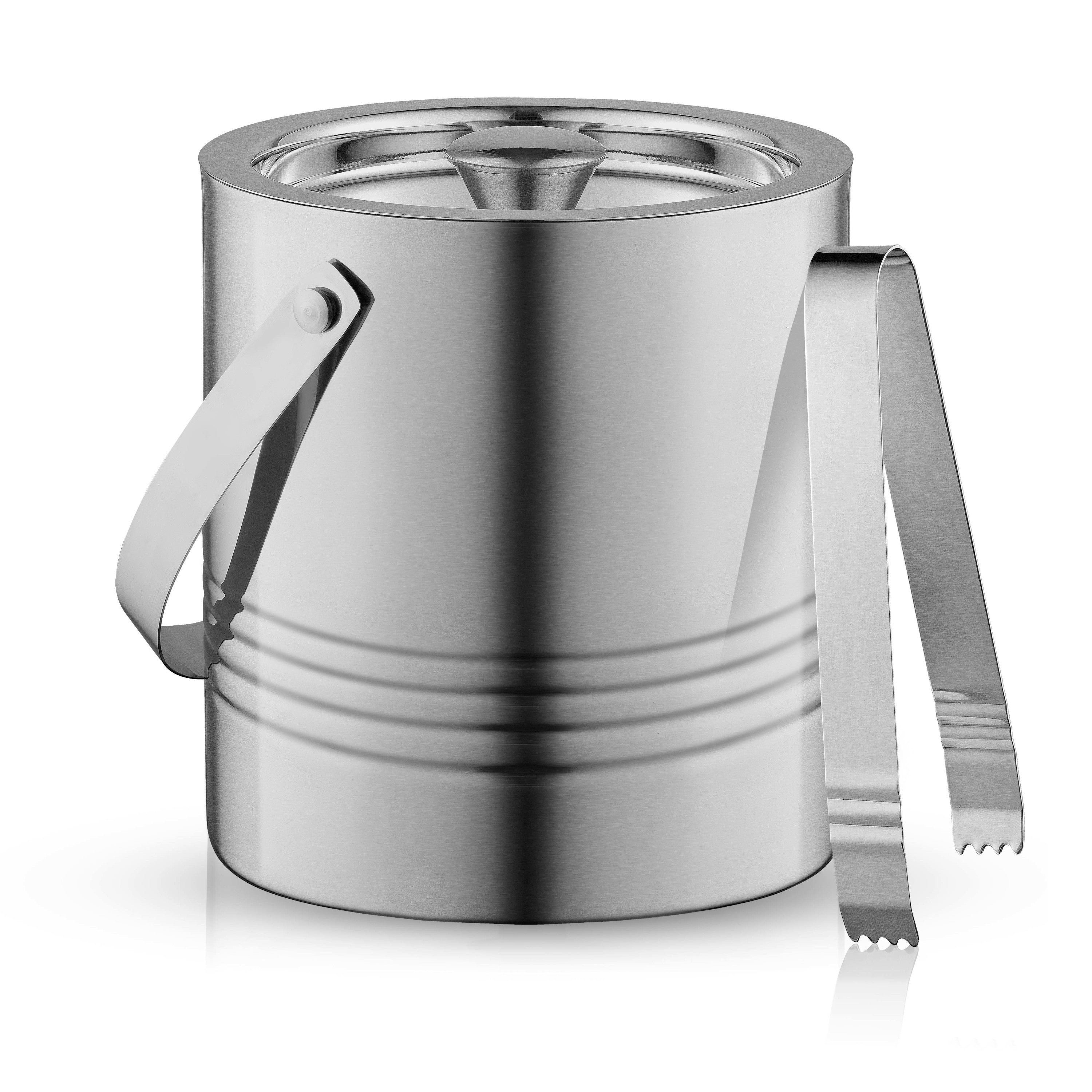 Double Wall Stainless Steel Ice Bucket with Strainer and Tongs - 3 Liters