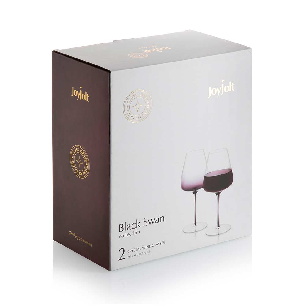 JoyJolt Black Swan Crystal Stemmed Red Wine Glasses Set 26.8 oz