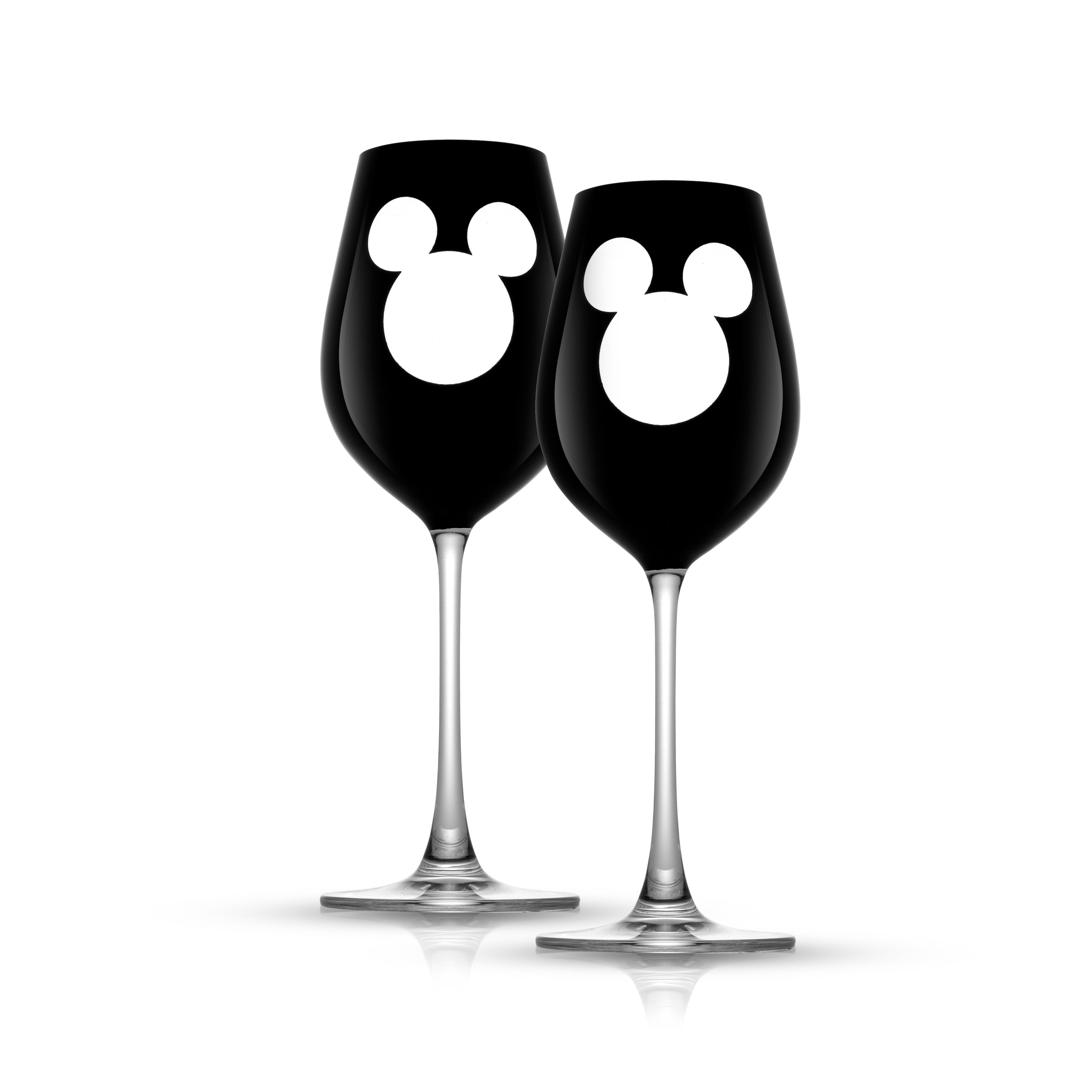 Disney Luxury Mickey Mouse Crystal Stemmed White Glasses - 16 oz - Set of 2