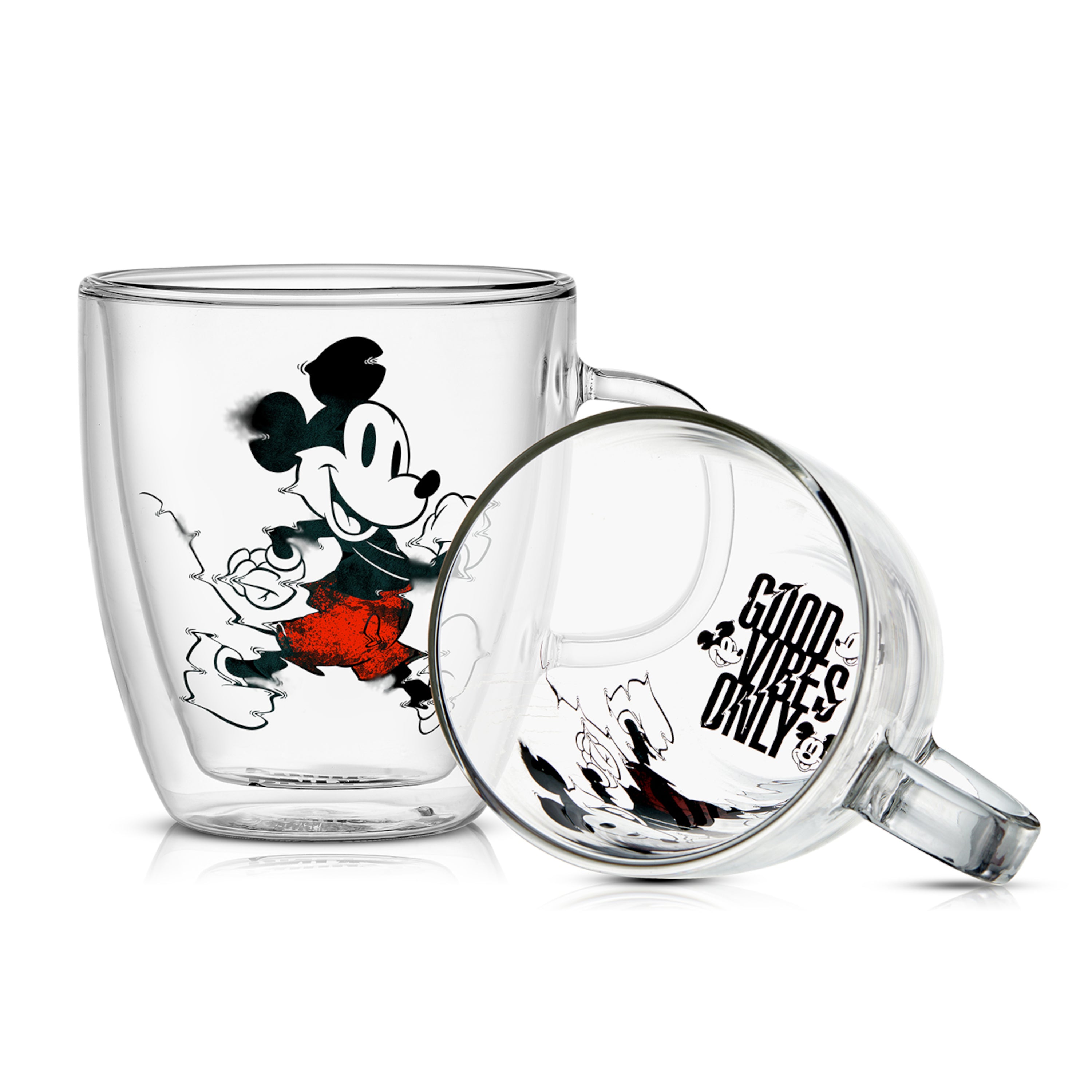 Disney Mickey Mouse Glitch Double Wall Glass Mugs - 13.5 oz