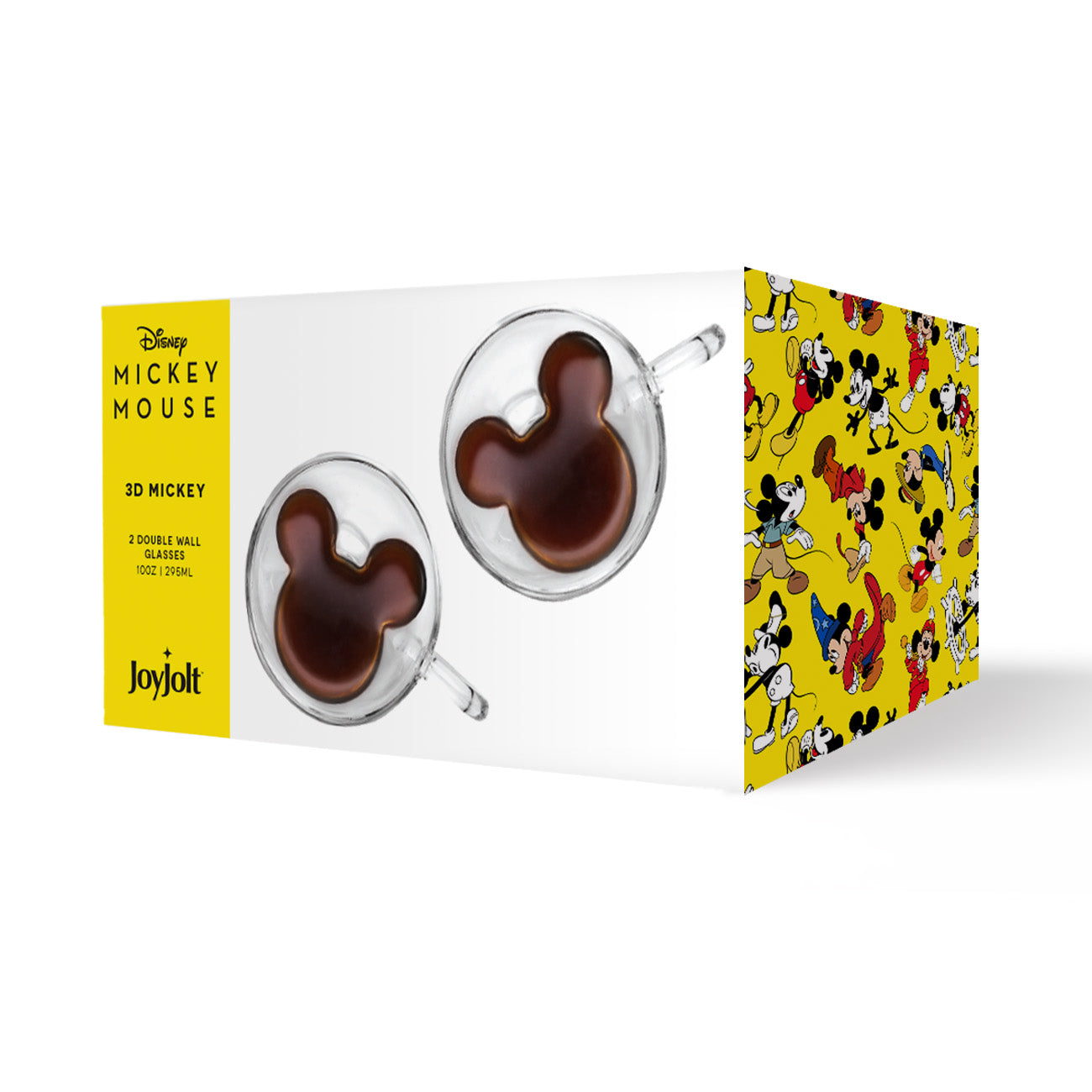 JoyJolt Disney Mickey Mouse Double Wall Espresso Glasses Cups - NEW Set of 2
