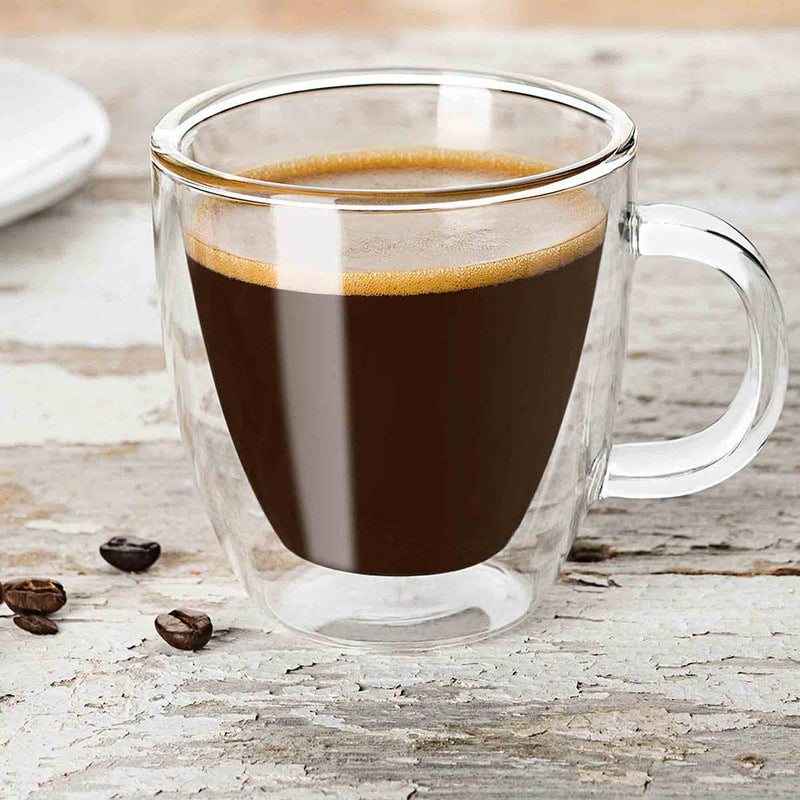 JoyJolt Savor Double Wall Insulated Glass Espresso Mugs Set of 2