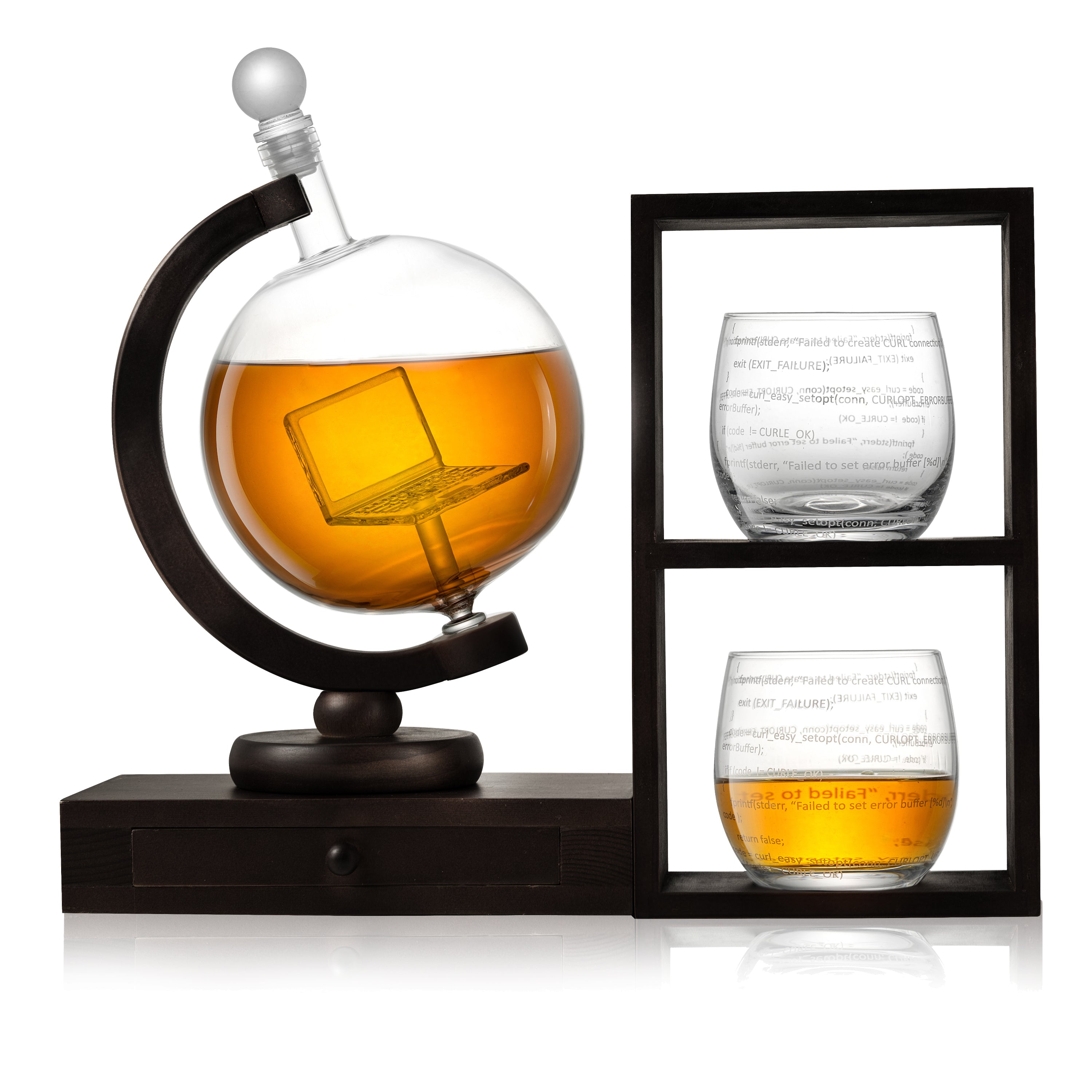 Executive Computer 3-Piece Whiskey Decanter & Glasses Set