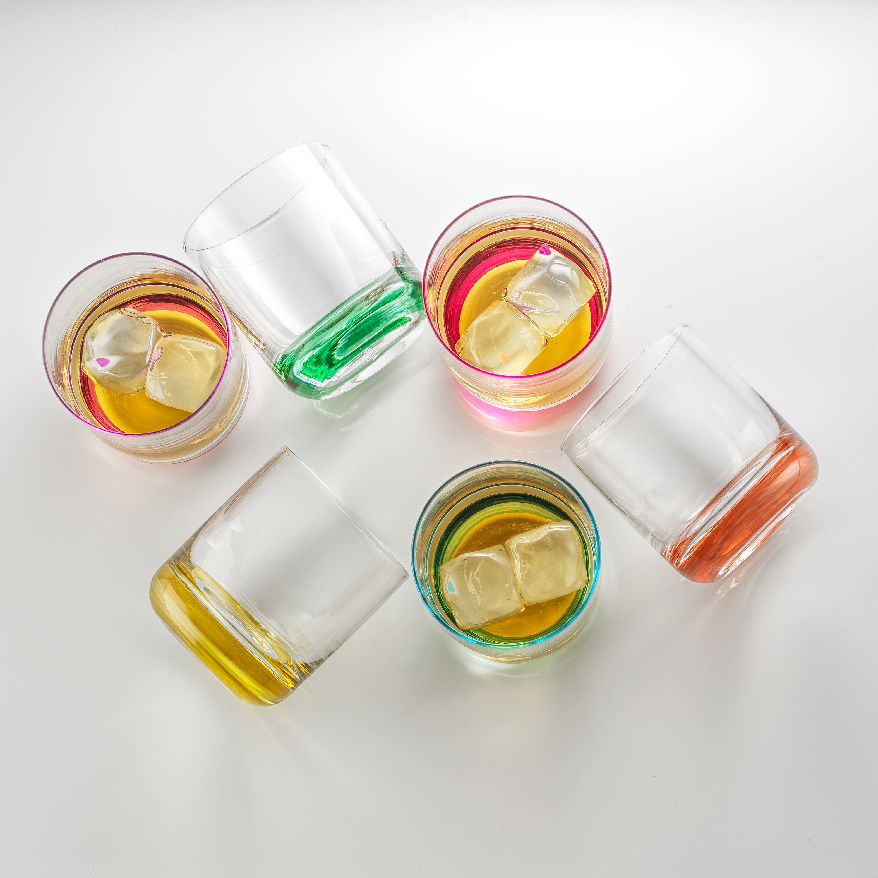 Hue Colored Double Old Fashion Whiskey Glass Tumbler - 10 oz - Set of 6