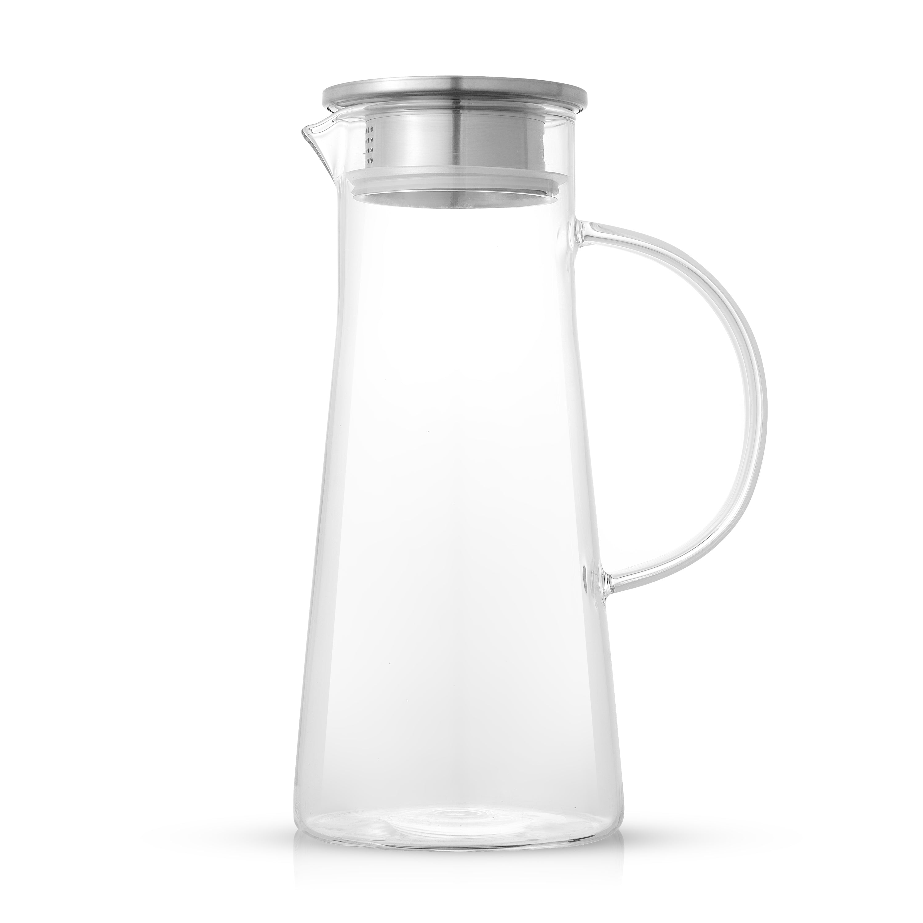 Breeze Glass Drink Water Pitcher with Stainless Steel Lid  - 50 oz