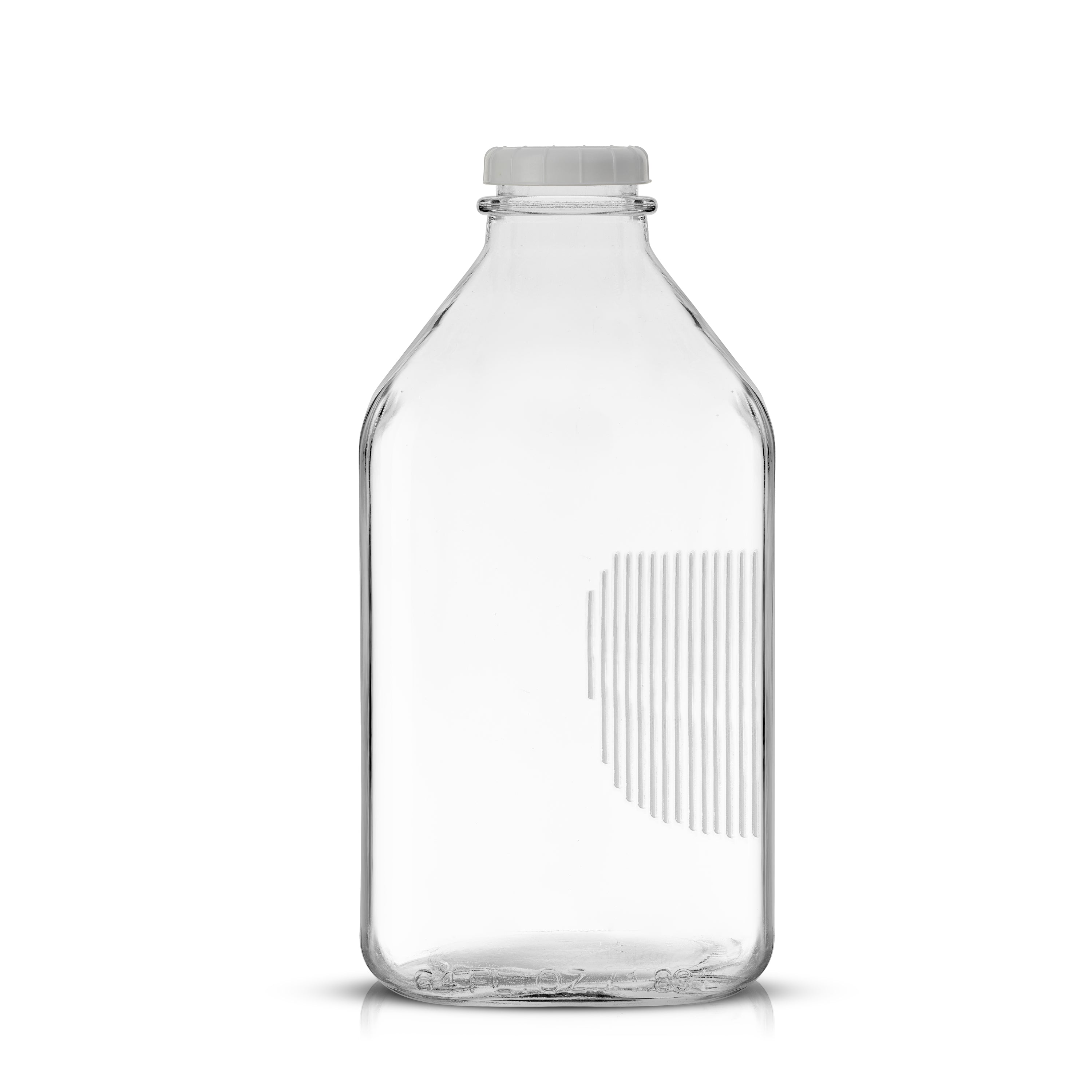 JoyJolt Reusable Glass Milk Bottle with Lid & Pourer - Set of 3