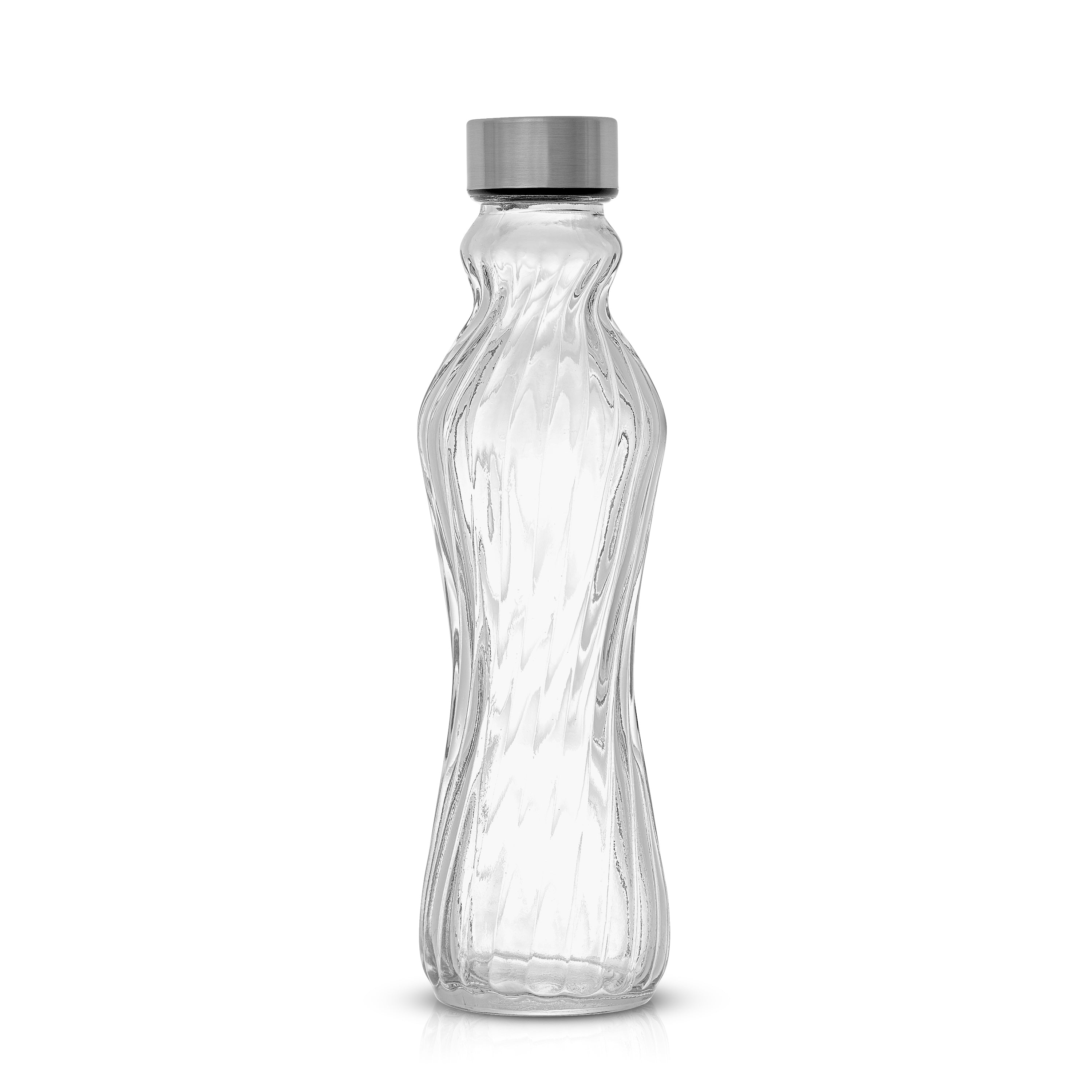 Spring Glass Insulated Water Bottles with Stainless Steel Cap - 18 oz - Set of 6