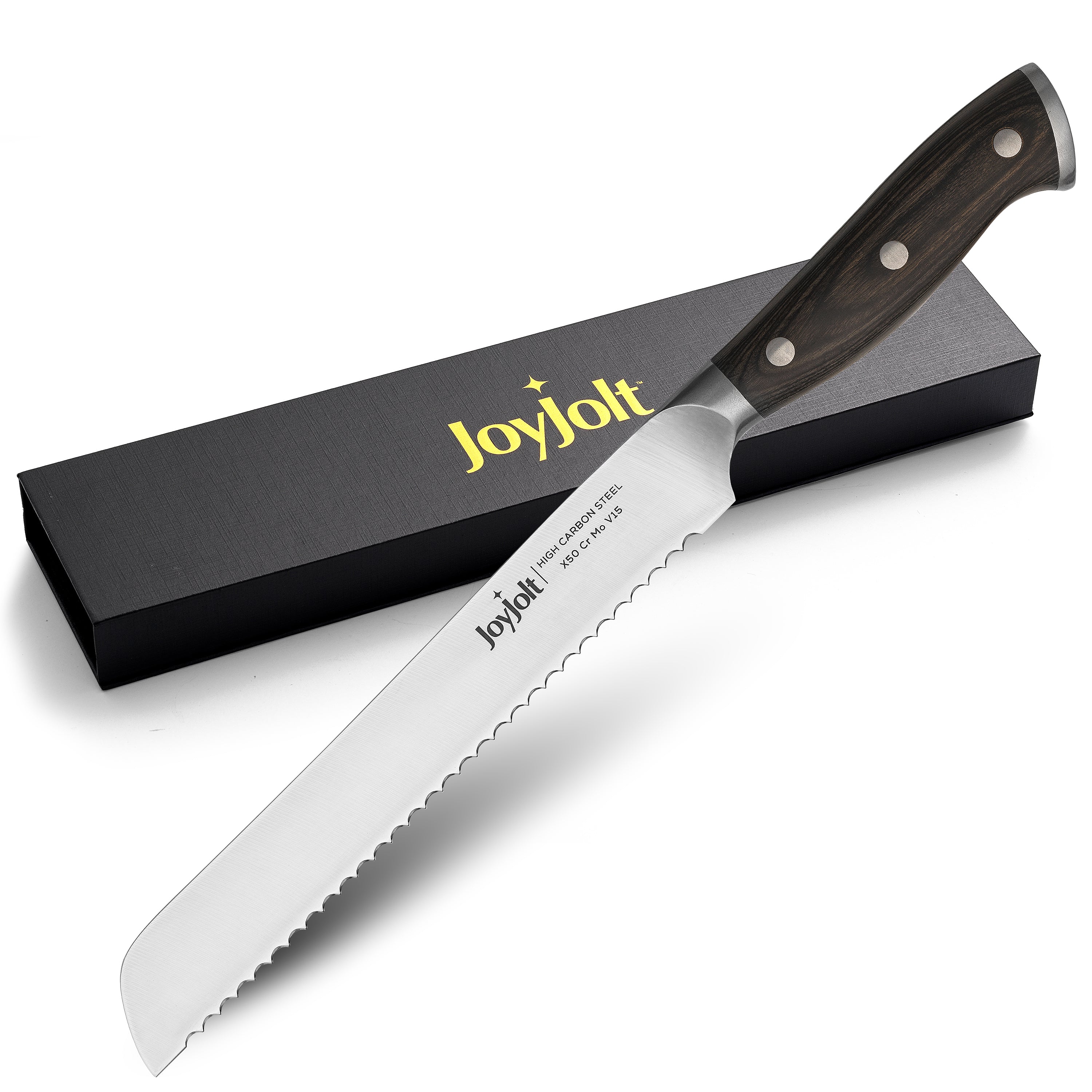 JoyJolt 8-in Bread Knife High Carbon Steel Kitchen Knife