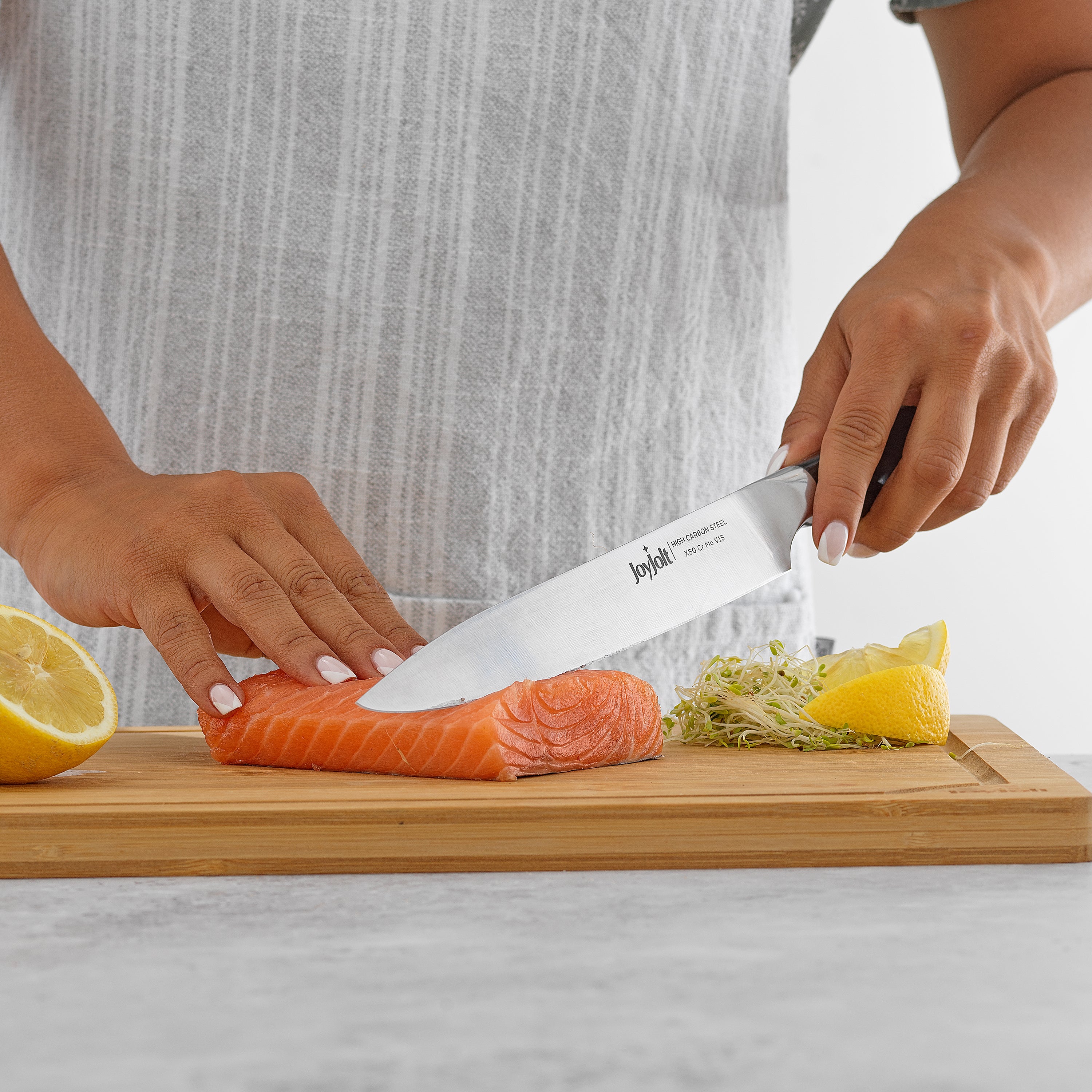 JoyJolt 8-in Slicing Knife High Carbon Steel Kitchen Knife