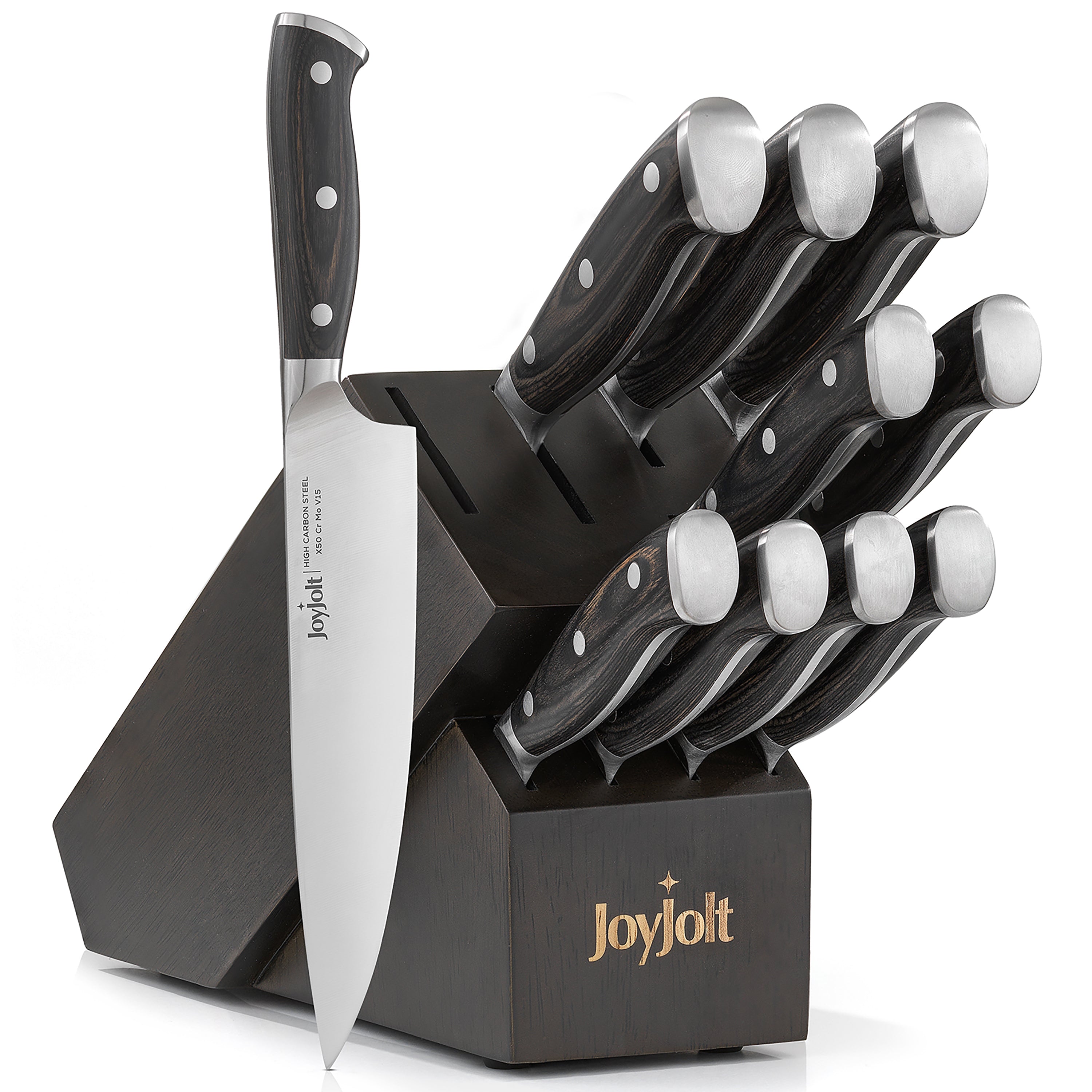 JoyJolt 11-Piece High Carbon Knife Block Set
