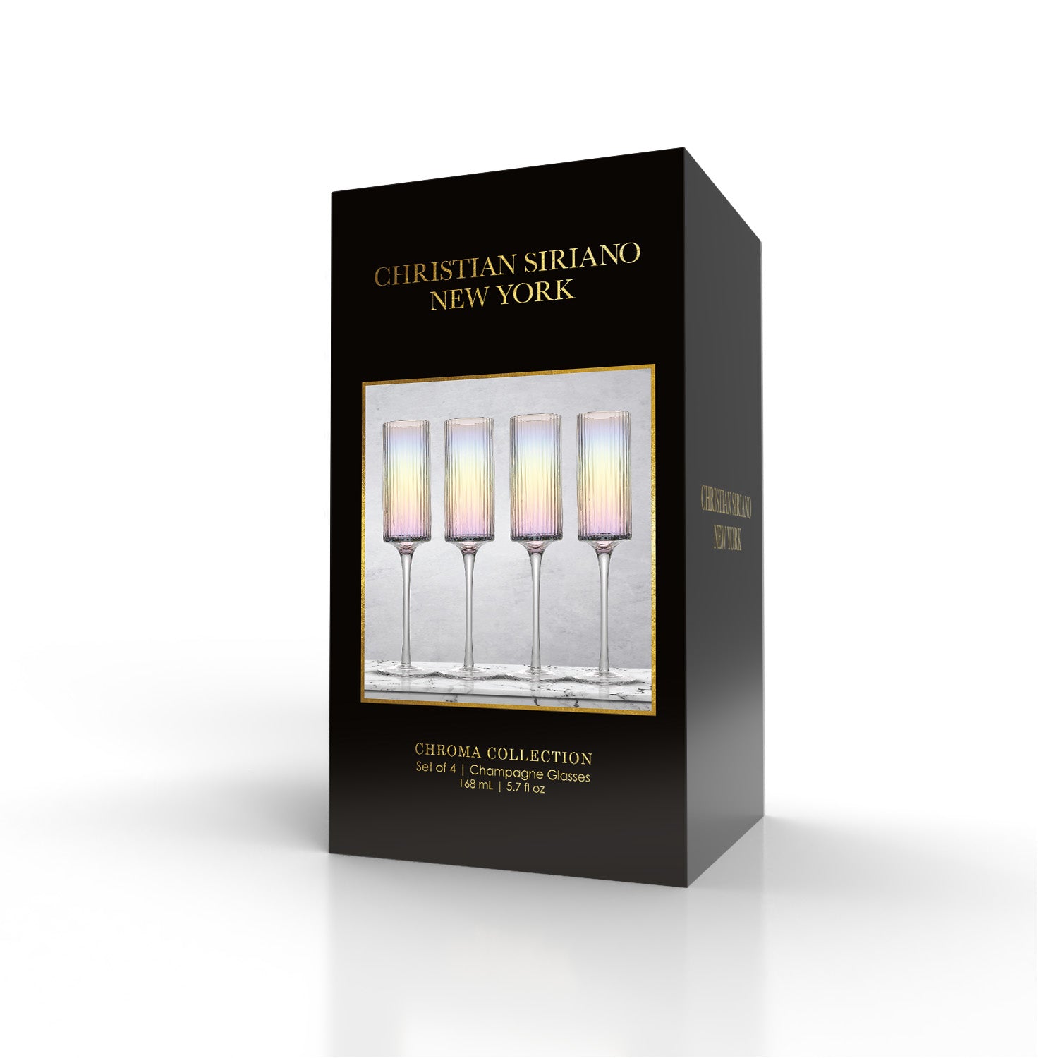 Christian Siriano New York Chroma Iridescent Champagne Flute Glass - 6 oz
