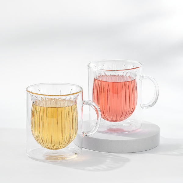 Joyjolt Christian Siriano Flux Double Wall Insulated Glass Cups