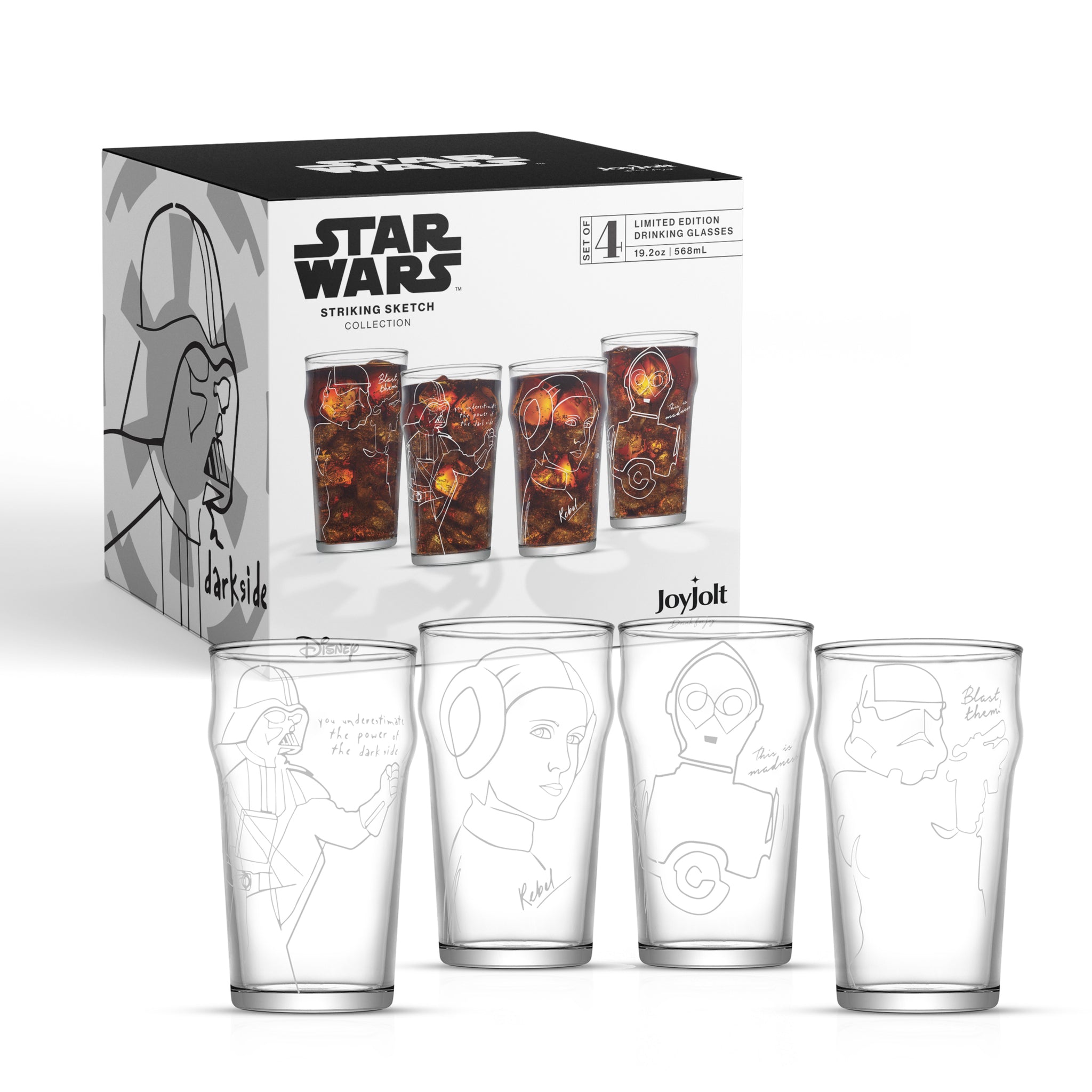 Star Wars™ Striking Sketch Drinking Glass - 19.2 oz - Set of 4 – JoyJolt