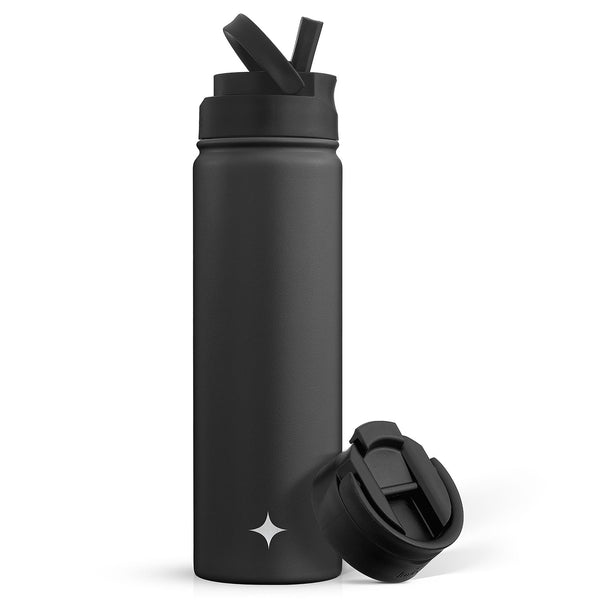 JoyJolt Vacuum Insulated Water Bottle with Flip Lid & Sport Straw Lid - 22  oz