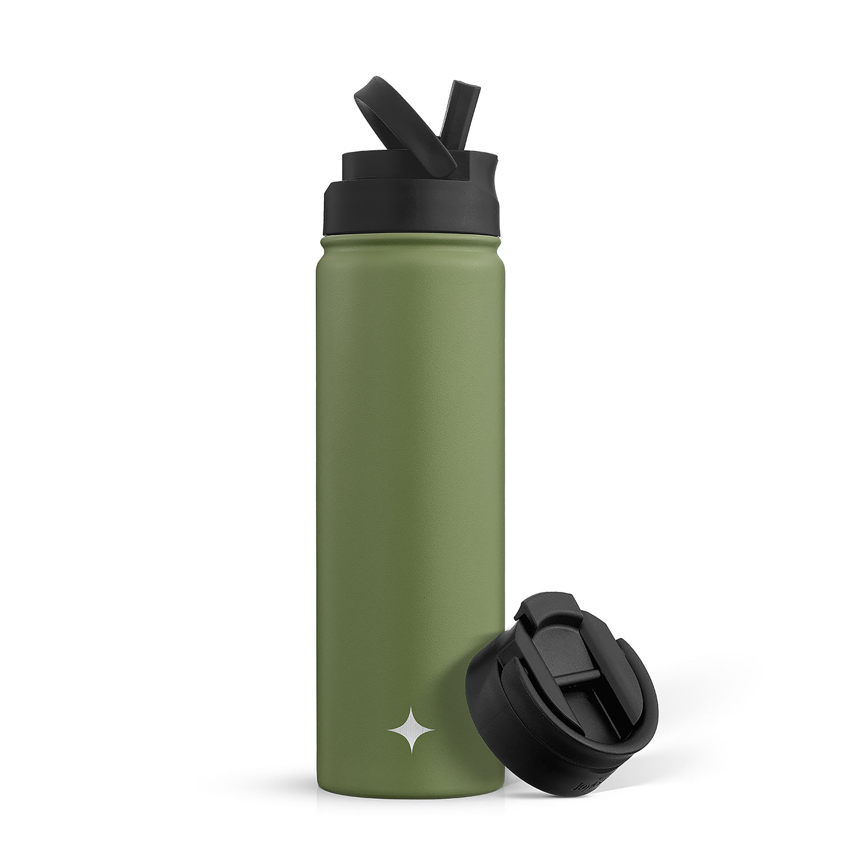 JoyJolt Vacuum Insulated Water Bottle with Flip Lid & Sport Straw Lid - 22 oz
