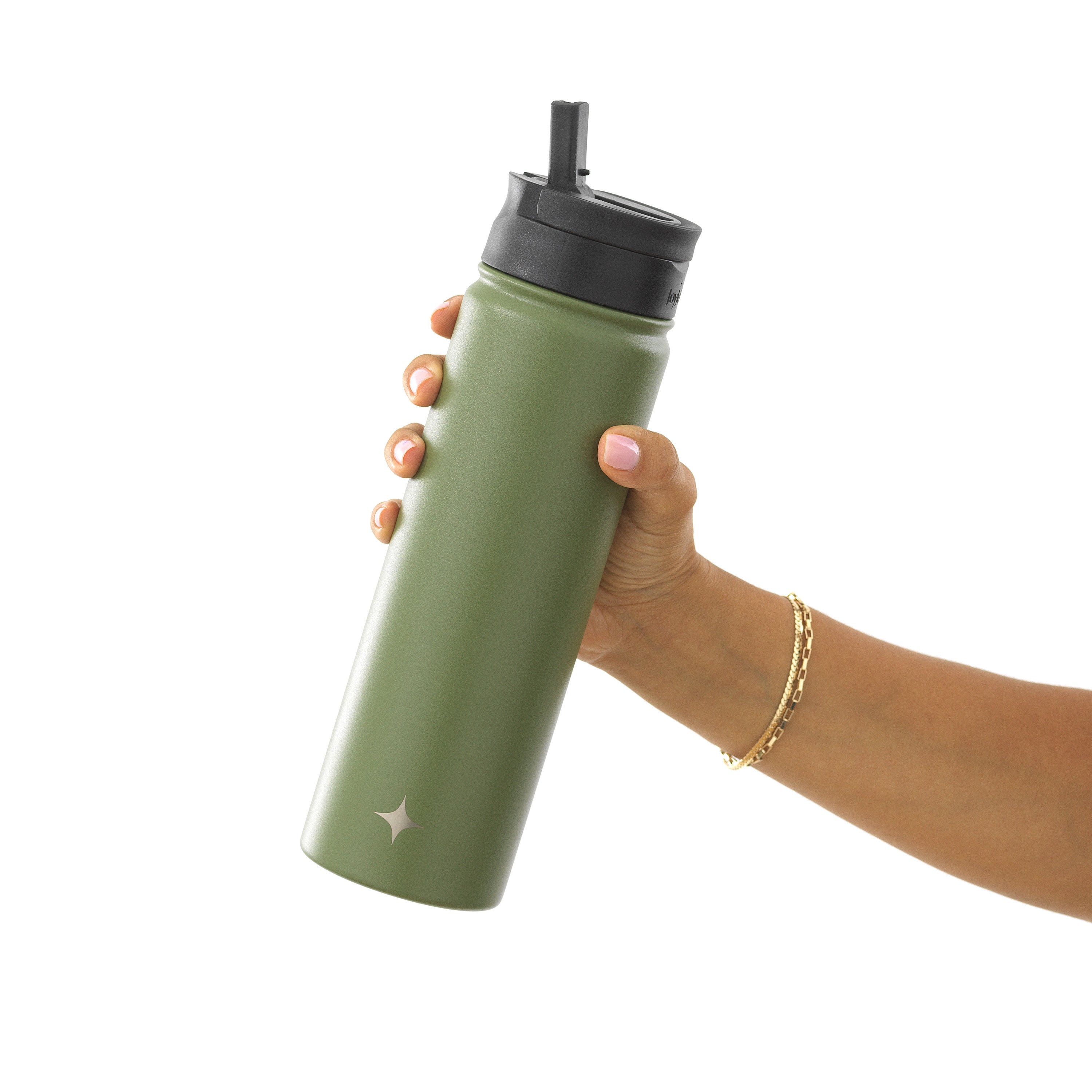 JoyJolt Vacuum Insulated Water Bottle with Flip Lid & Sport Straw Lid - 22 oz