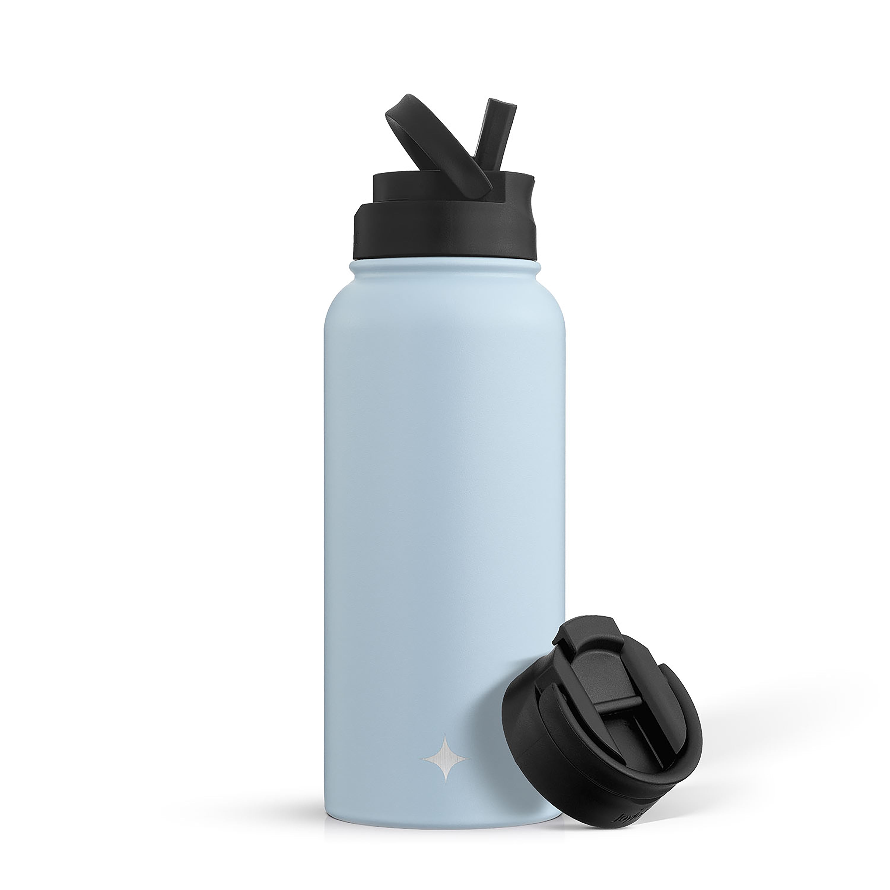 JoyJolt Vacuum Insulated 32-oz. Water Bottle with Flip Lid & Sport Straw Lid, Blue