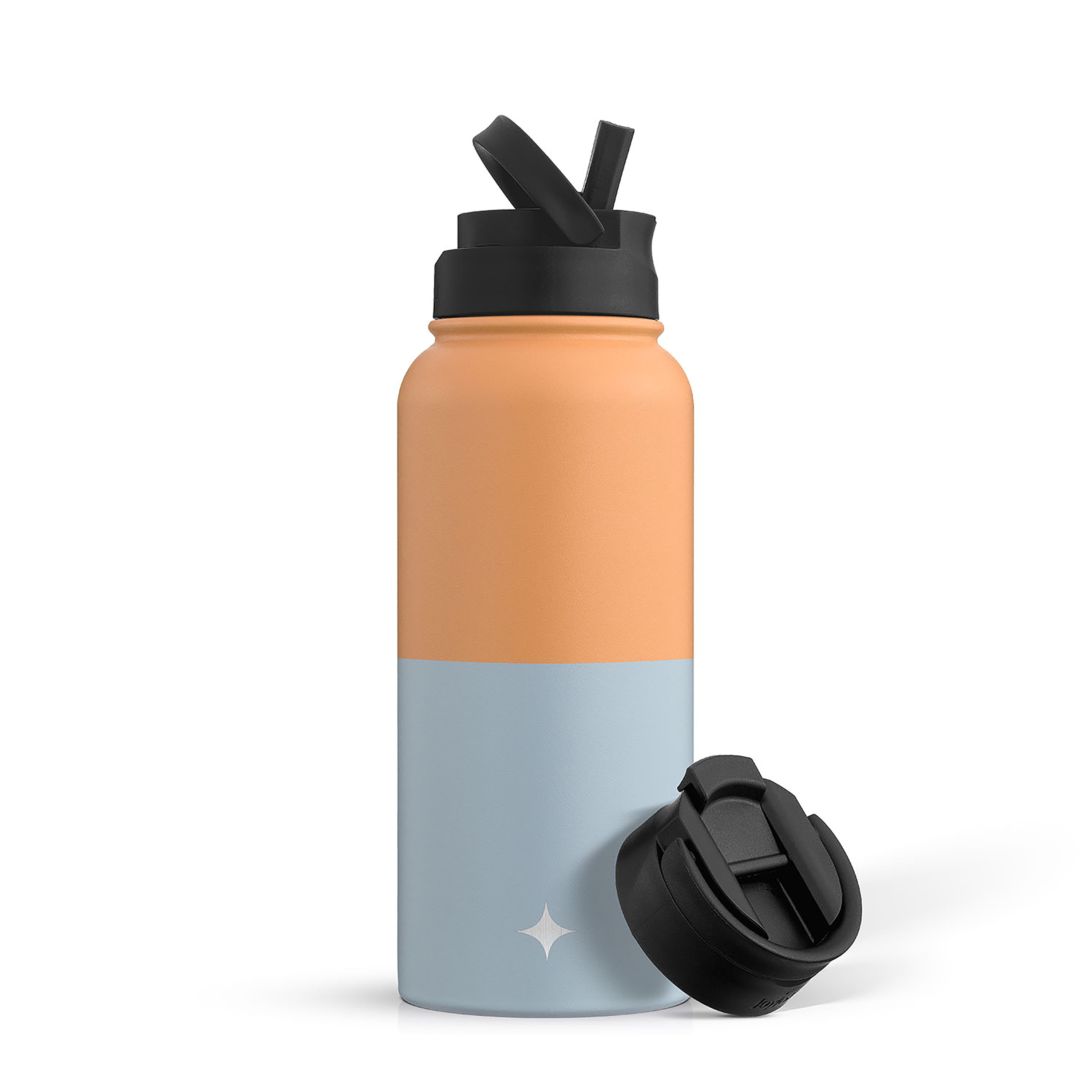 JoyJolt Vacuum Insulated Water Bottle with Flip Lid & Sport Straw Lid - 32 oz