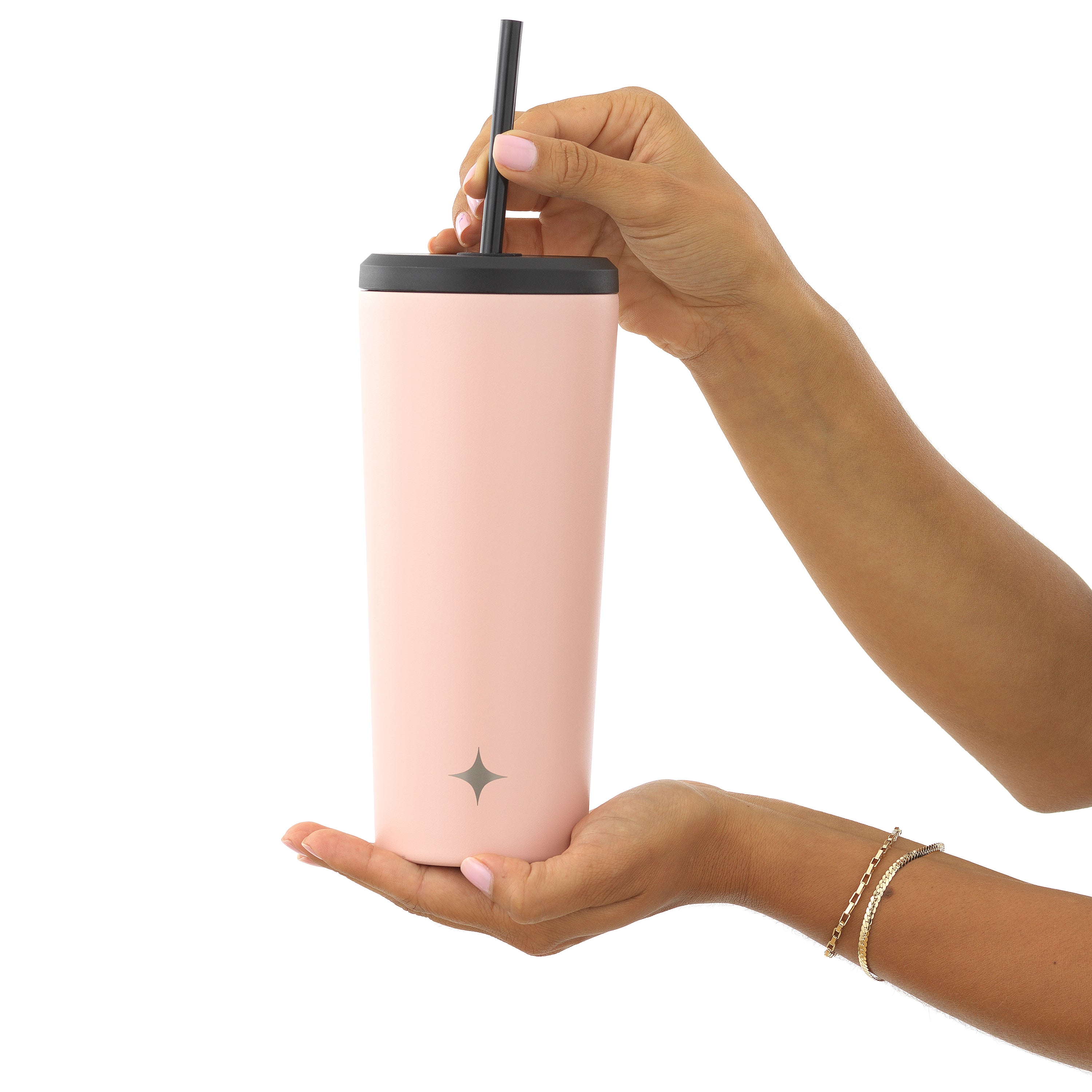 JoyJolt Vacuum Insulated Tumbler with Flip Lid and Straw