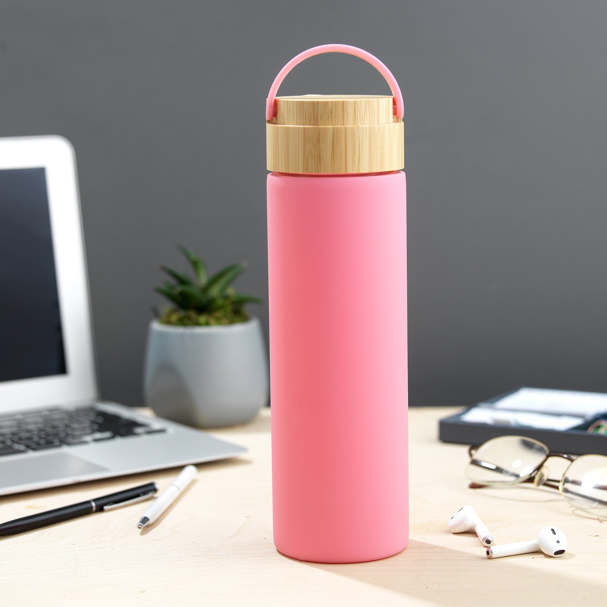 Glass Water Bottle with Carry Strap & Non Slip Silicone Sleeve - 20 oz