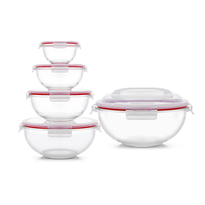 JoyFul Glass Mixing Bowl Set With Airtight Lids