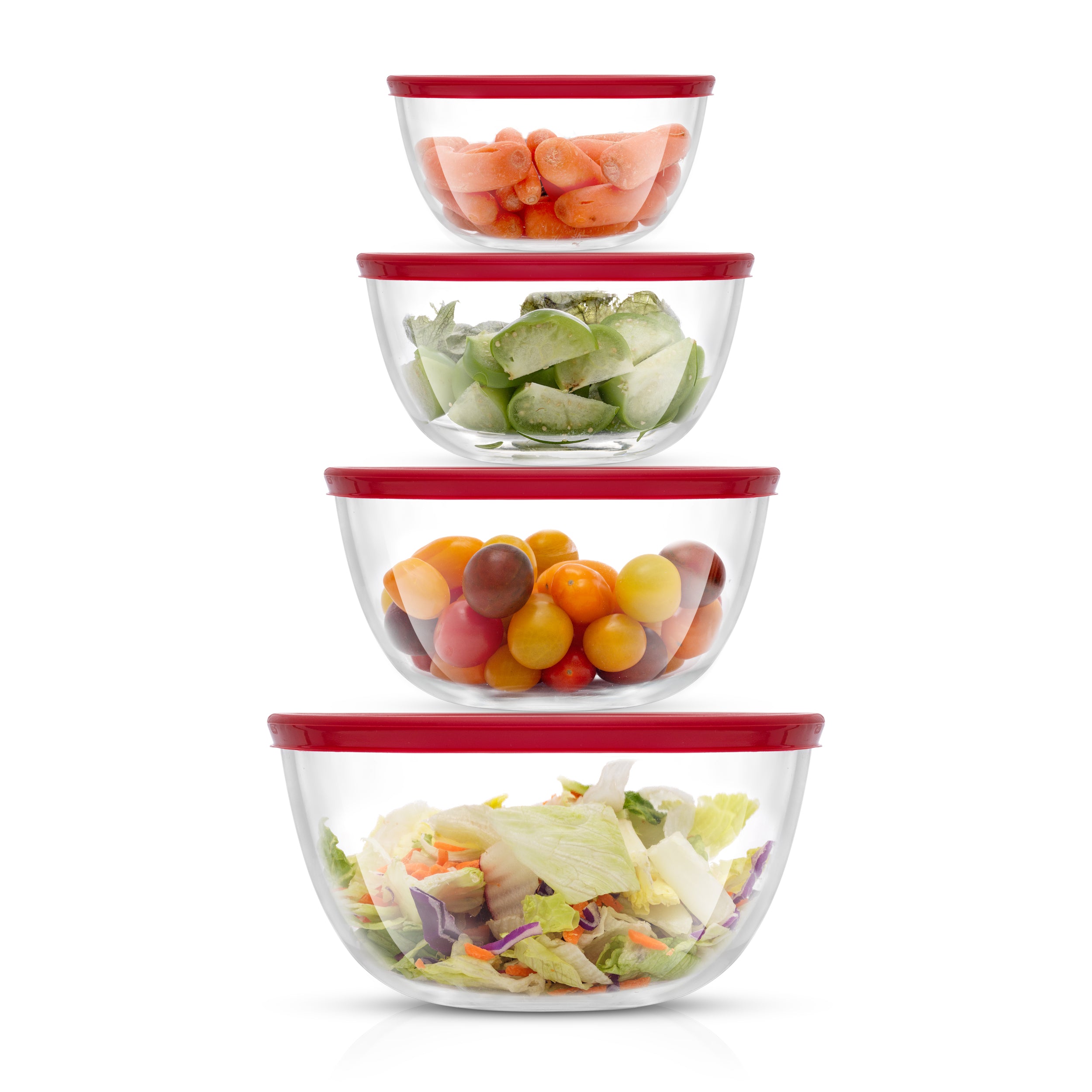JoyJolt Set of 4 Glass Mixing Bowls with Lids ,Grey