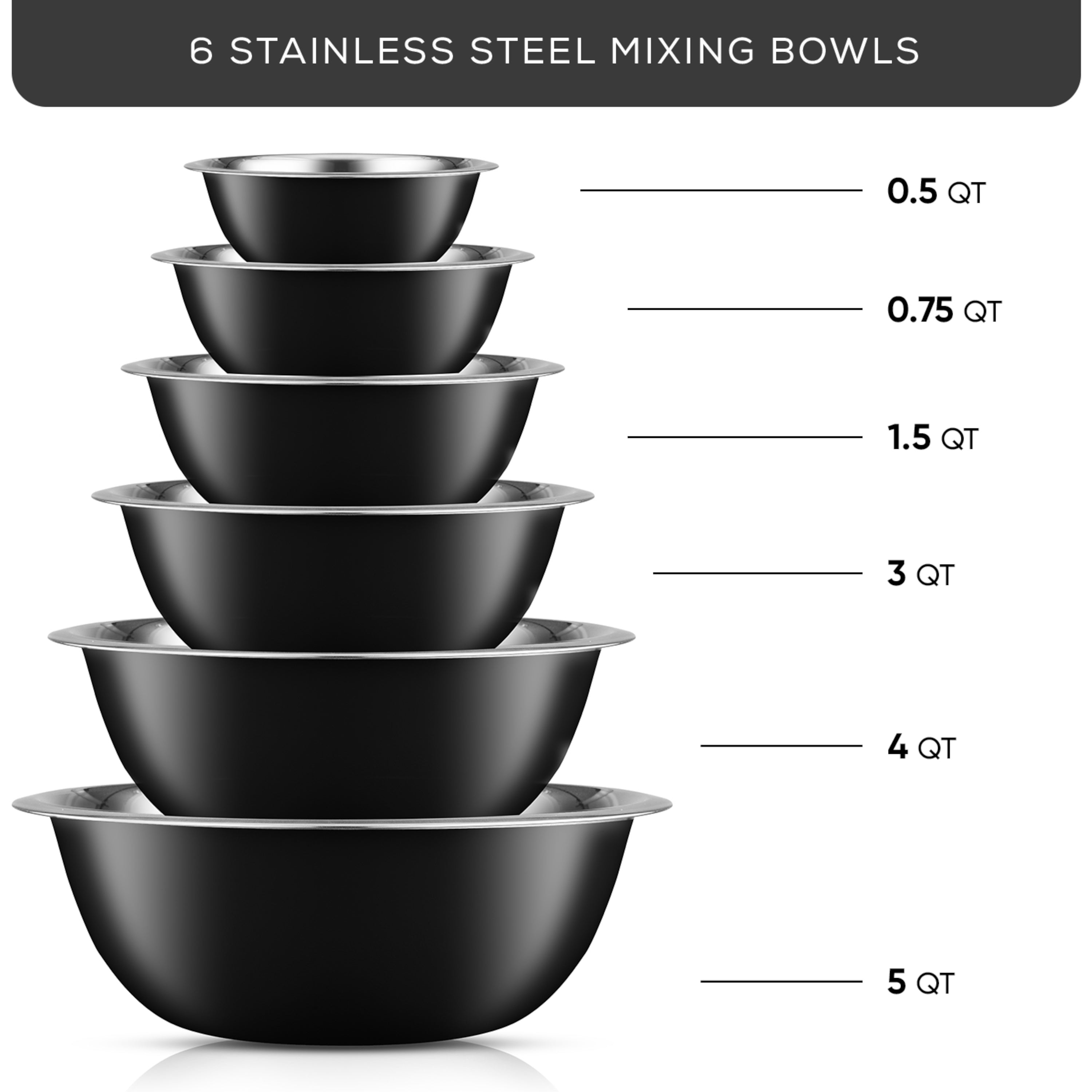 JoyJolt Stainless Steel Mixing Bowl Set