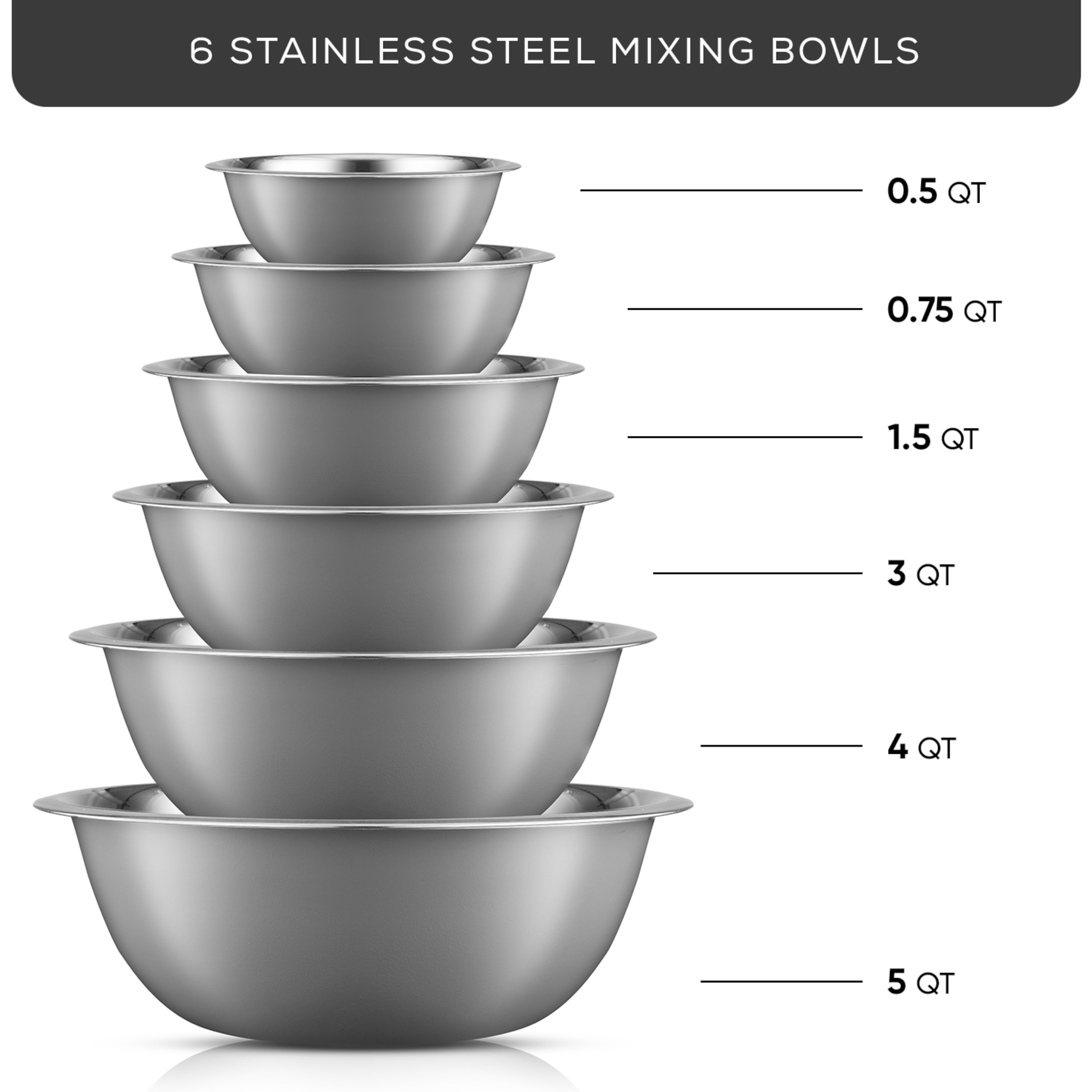 JoyJolt Stainless Steel Mixing Bowl Set