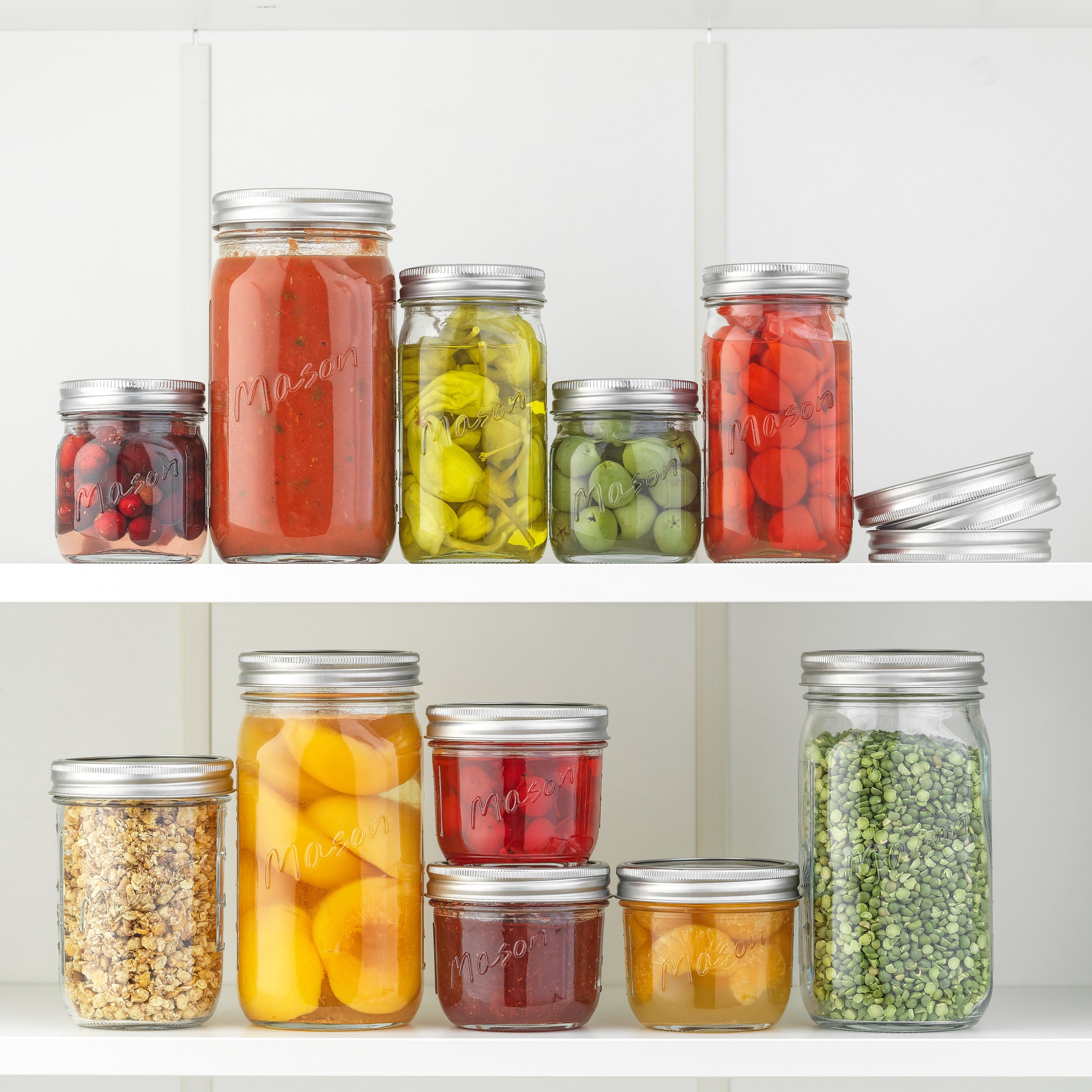 JoyJolt Mason Jars with Airtight Lids, Labels and Measures - Set of 6